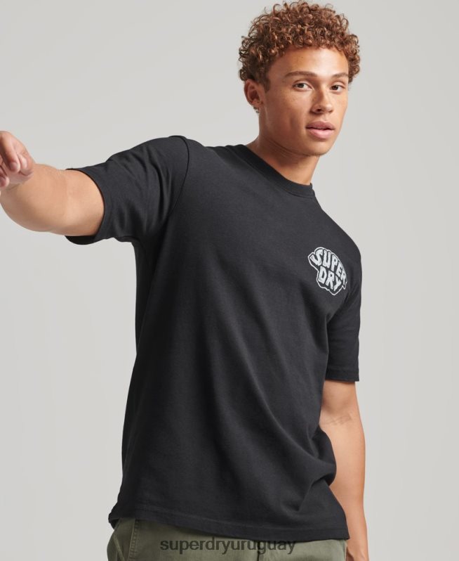 uy Superdry hombres en el bosque camiseta gráfica gris oscuro DT2N8Z4853 ropa