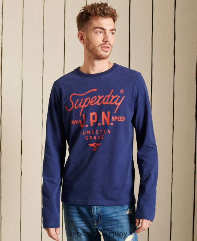 uy Superdry hombres parte superior de ropa de trabajo estilo script azul DT2N8Z1580 ropa