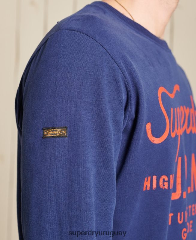 uy Superdry hombres parte superior de ropa de trabajo estilo script azul DT2N8Z1580 ropa