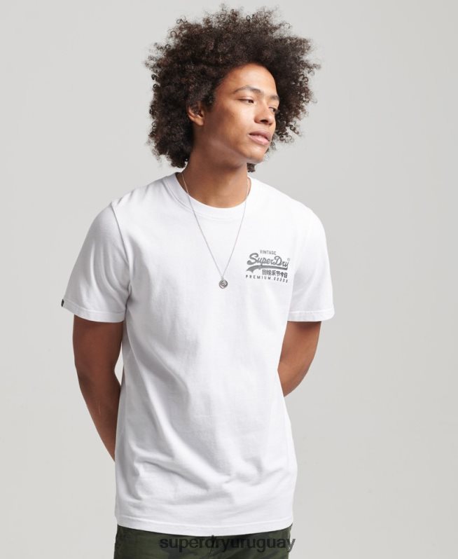uy Superdry hombres playera Heritage con logo vintage blanco DT2N8Z4968 ropa