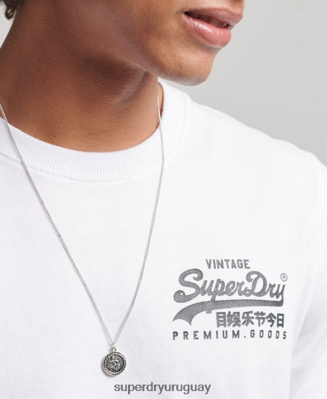 uy Superdry hombres playera Heritage con logo vintage blanco DT2N8Z4968 ropa