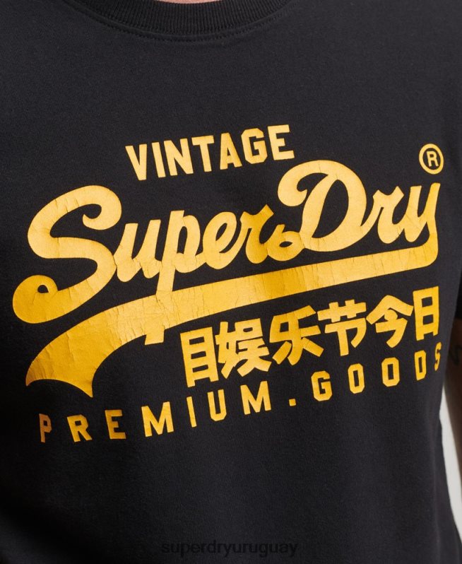 uy Superdry hombres playera Heritage con logo vintage negro DT2N8Z4967 ropa