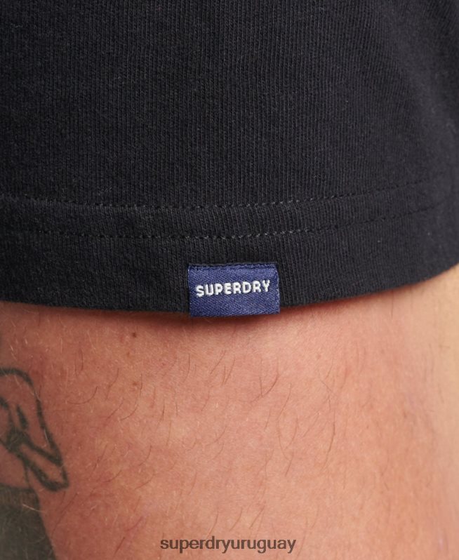 uy Superdry hombres playera Heritage con logo vintage negro DT2N8Z4967 ropa