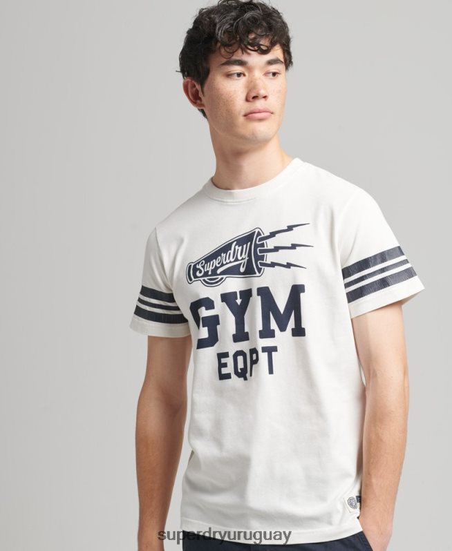 uy Superdry hombres playera atlética con estampado universitario blanco DT2N8Z4824 ropa