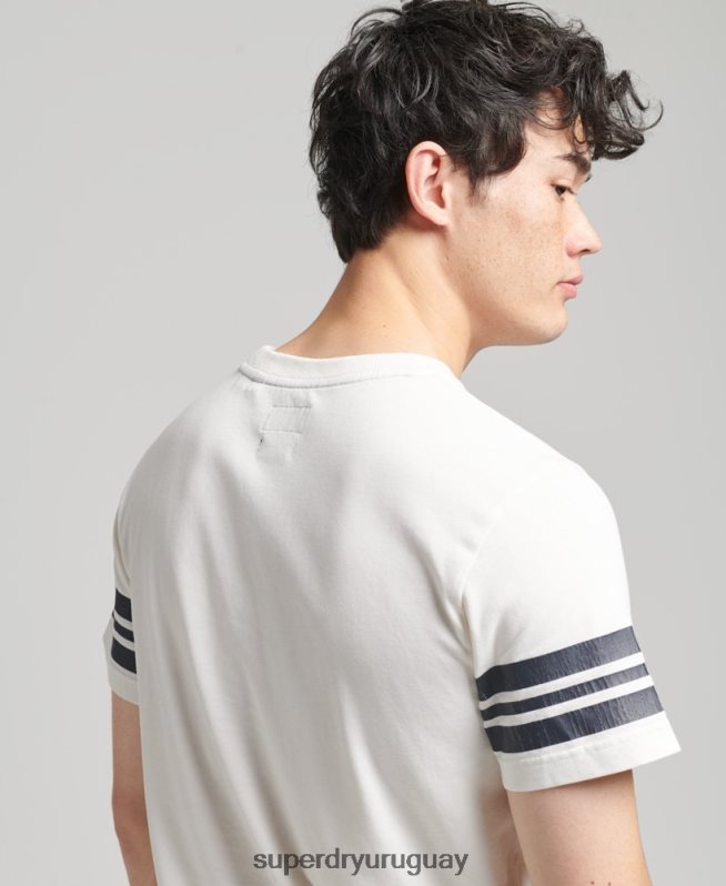uy Superdry hombres playera atlética con estampado universitario blanco DT2N8Z4824 ropa