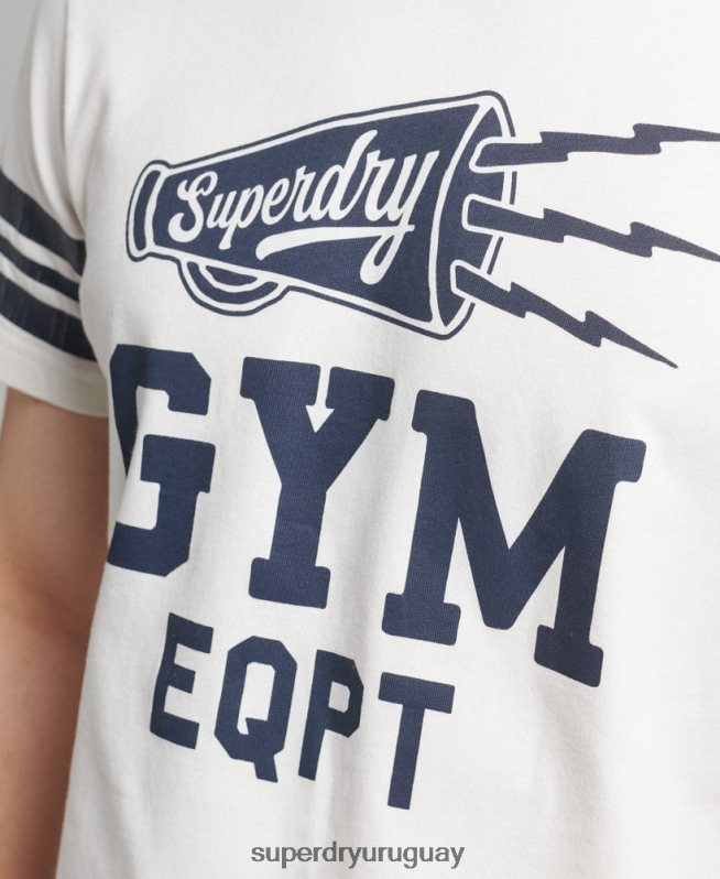 uy Superdry hombres playera atlética con estampado universitario blanco DT2N8Z4824 ropa