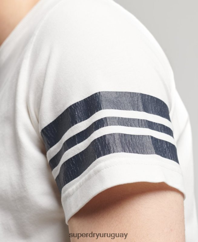 uy Superdry hombres playera atlética con estampado universitario blanco DT2N8Z4824 ropa