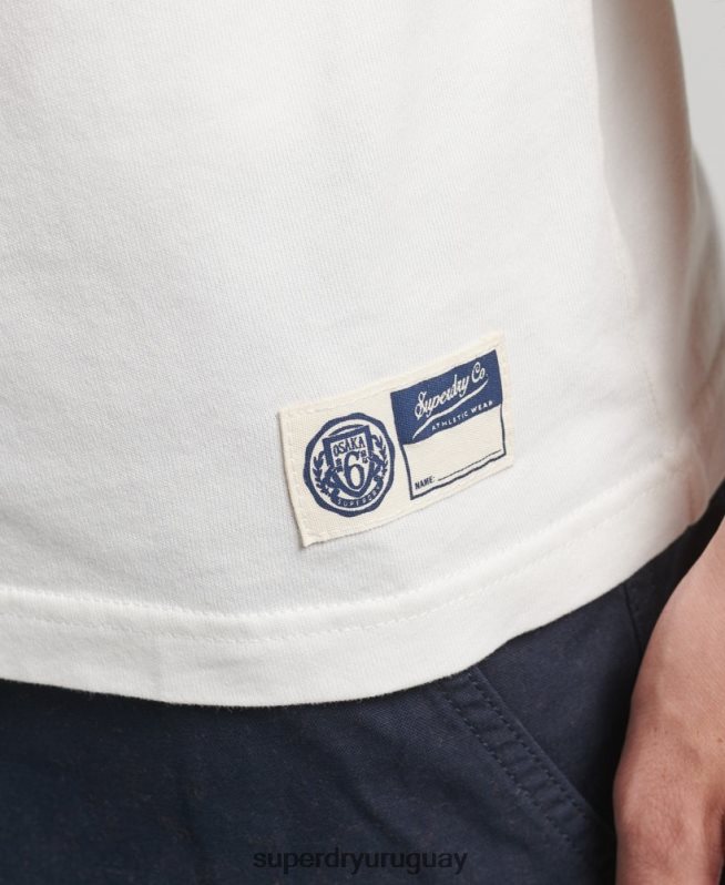 uy Superdry hombres playera atlética con estampado universitario blanco DT2N8Z4824 ropa