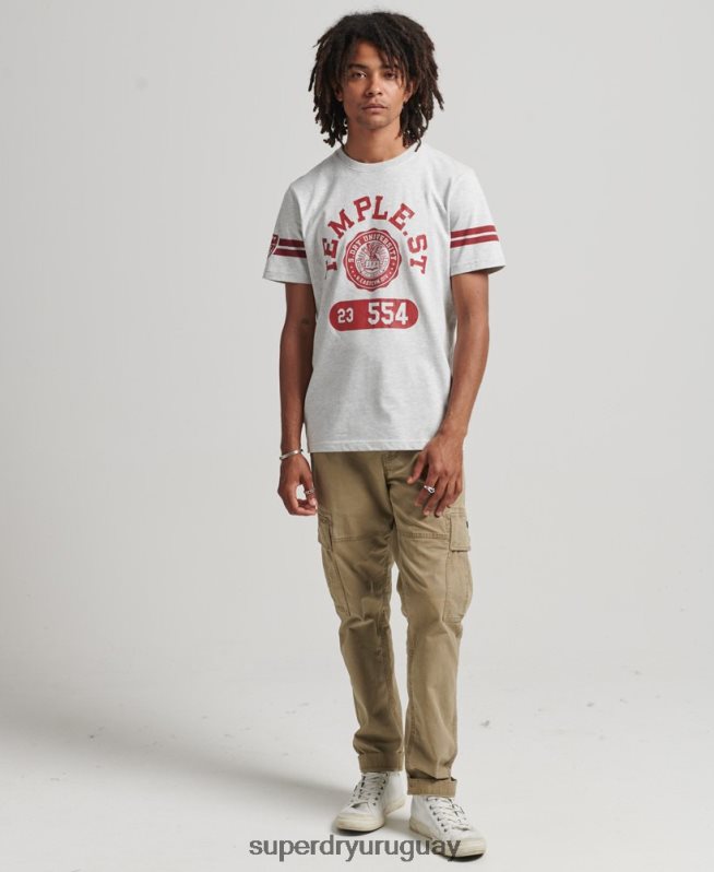 uy Superdry hombres playera atlética con estampado universitario gris claro DT2N8Z4838 ropa