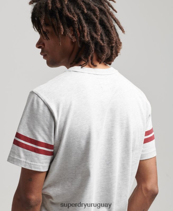 uy Superdry hombres playera atlética con estampado universitario gris claro DT2N8Z4838 ropa