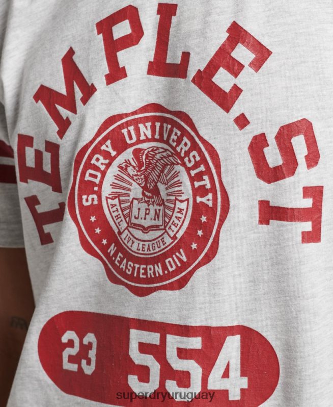 uy Superdry hombres playera atlética con estampado universitario gris claro DT2N8Z4838 ropa