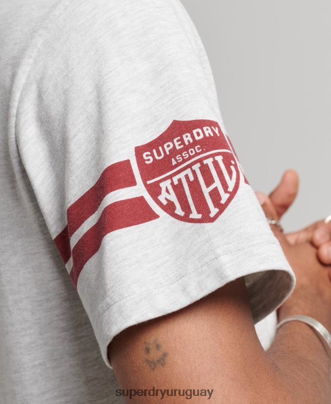 uy Superdry hombres playera atlética con estampado universitario gris claro DT2N8Z4838 ropa