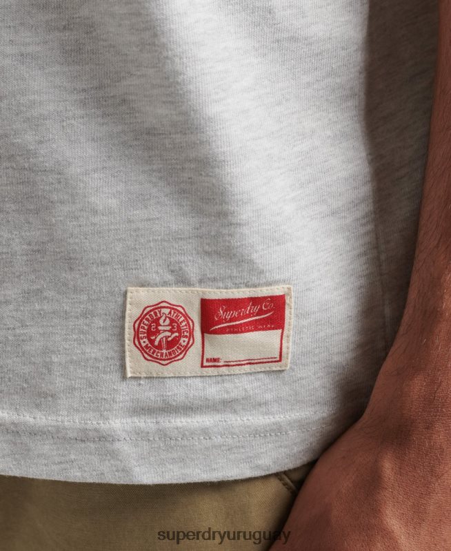 uy Superdry hombres playera atlética con estampado universitario gris claro DT2N8Z4838 ropa