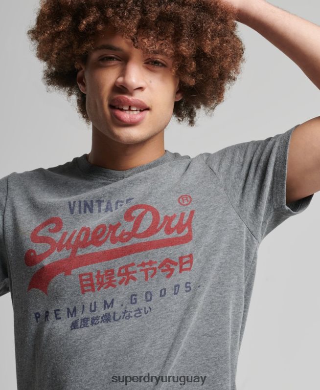 uy Superdry hombres playera clásica con logo gráfico gris DT2N8Z4828 ropa