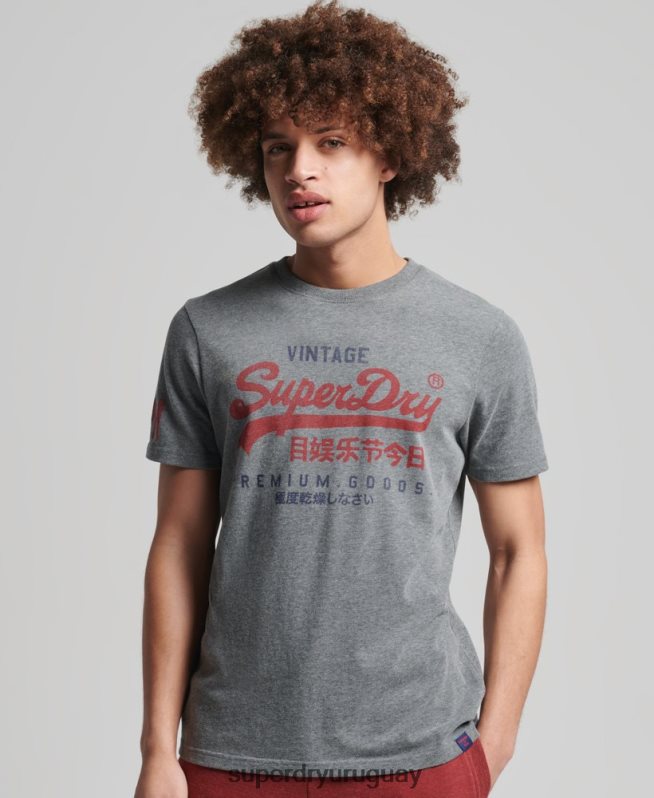 uy Superdry hombres playera clásica con logo gráfico gris DT2N8Z4828 ropa
