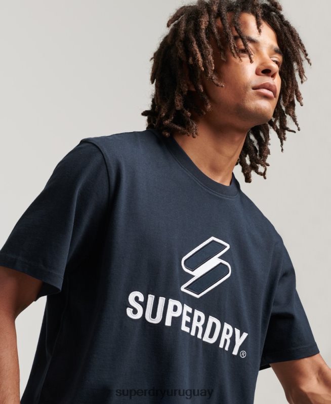 uy Superdry hombres playera con aplique de logo s apilado Armada DT2N8Z4880 ropa