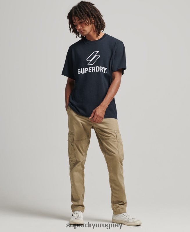uy Superdry hombres playera con aplique de logo s apilado Armada DT2N8Z4880 ropa
