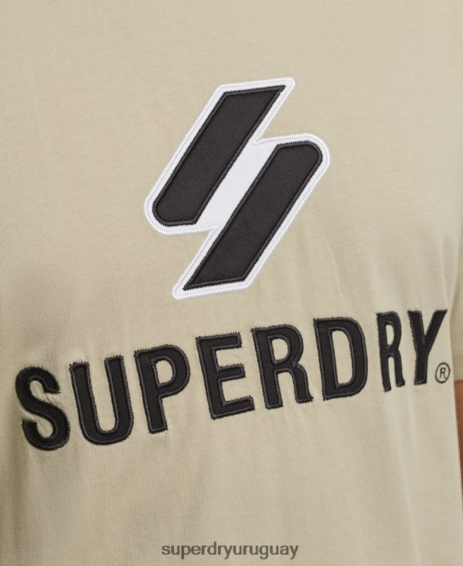 uy Superdry hombres playera con aplique de logo s apilado beige DT2N8Z4815 ropa