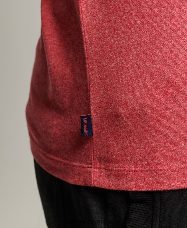 uy Superdry hombres playera con cuello redondo y logo Essential de algodón orgánico rojo DT2N8Z4901 ropa