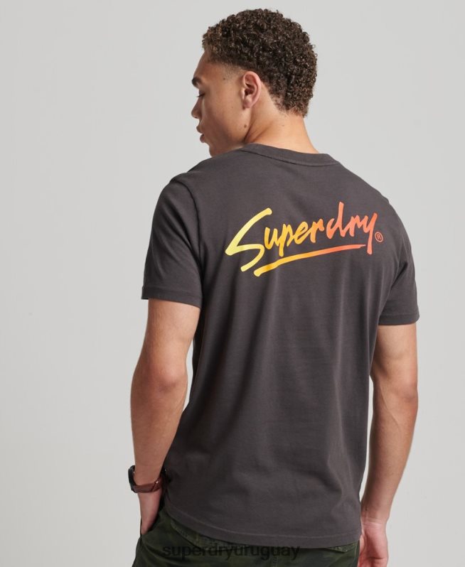 uy Superdry hombres playera con logo de guión del centro de los 80 marrón DT2N8Z4794 ropa