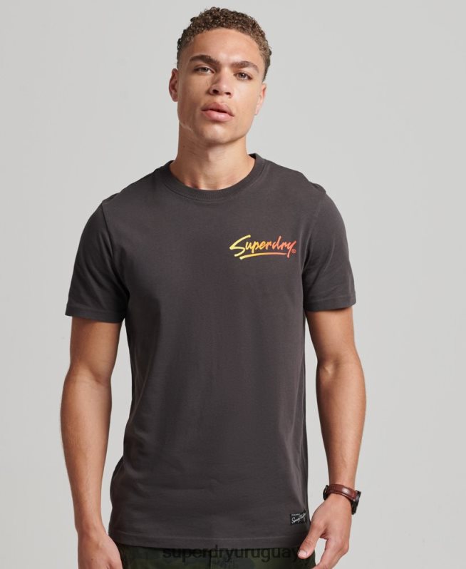 uy Superdry hombres playera con logo de guión del centro de los 80 marrón DT2N8Z4794 ropa