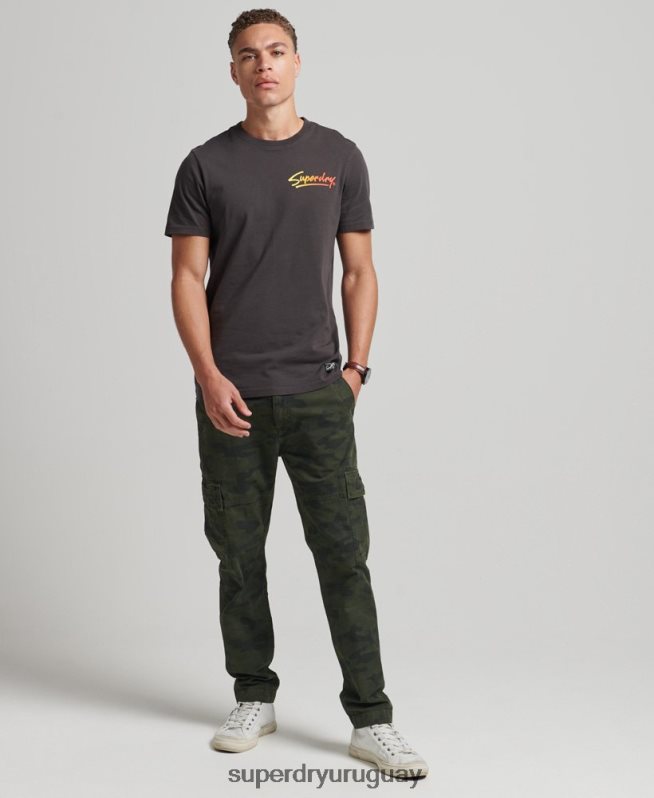 uy Superdry hombres playera con logo de guión del centro de los 80 marrón DT2N8Z4794 ropa