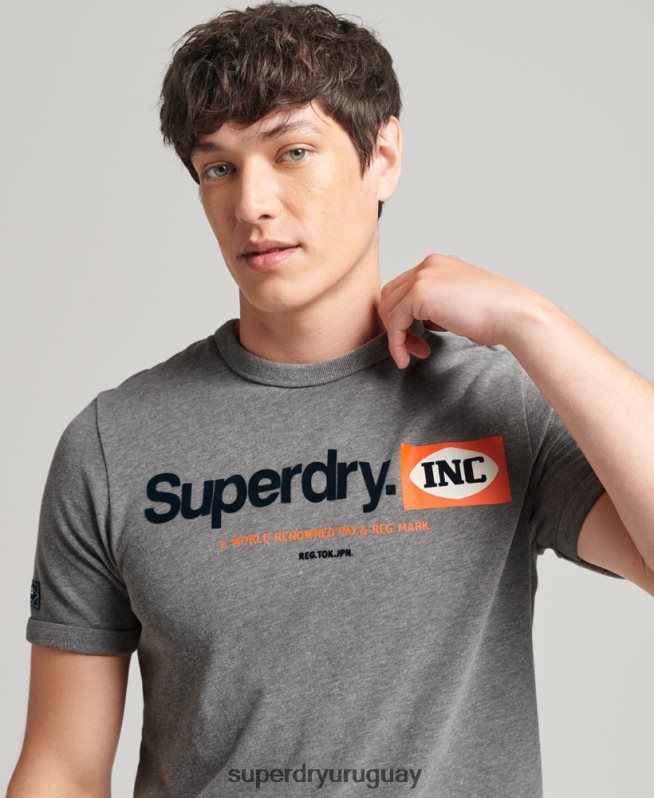 uy Superdry hombres playera con logo estampado gris DT2N8Z4912 ropa