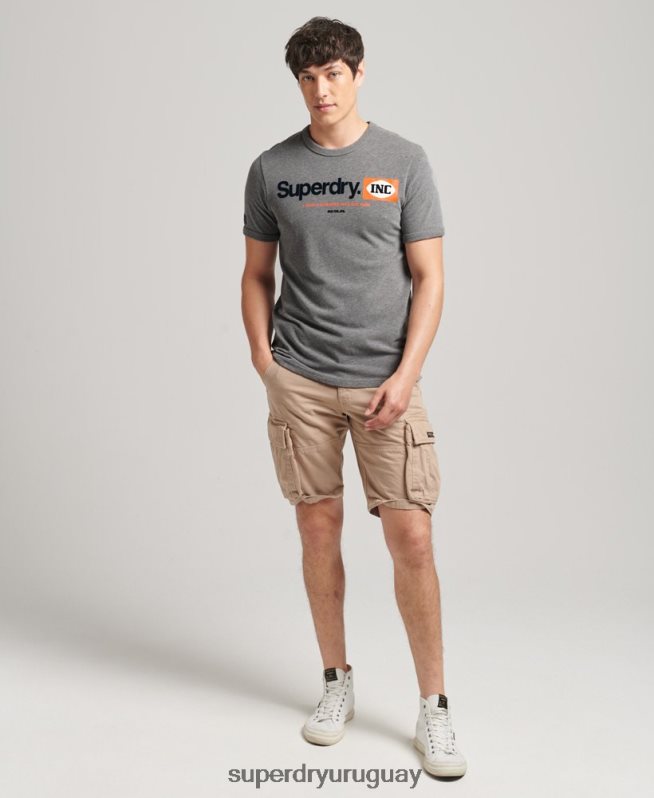 uy Superdry hombres playera con logo estampado gris DT2N8Z4912 ropa
