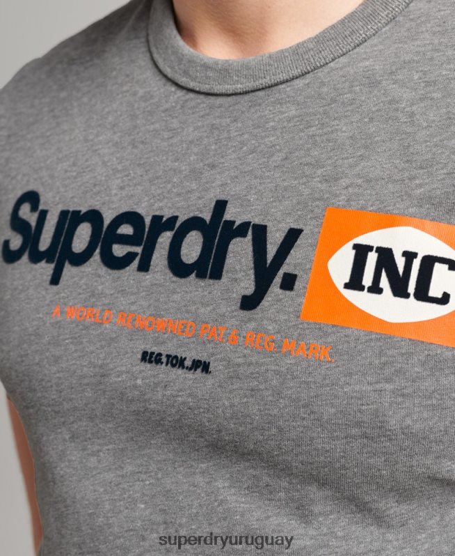 uy Superdry hombres playera con logo estampado gris DT2N8Z4912 ropa