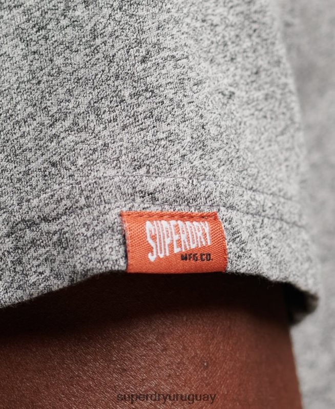 uy Superdry hombres playera con logo vintage en relieve gris claro DT2N8Z74 ropa