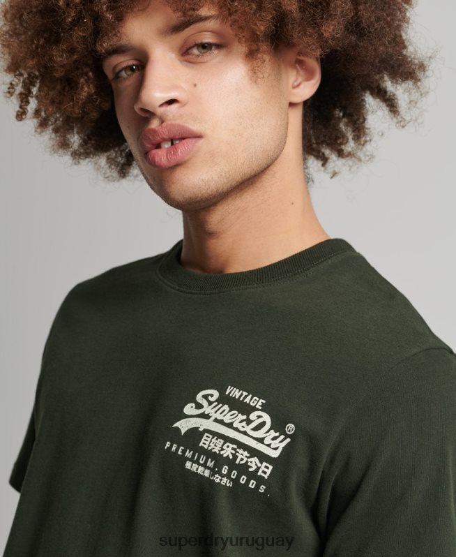 uy Superdry hombres playera con logo vintage verde DT2N8Z4795 ropa