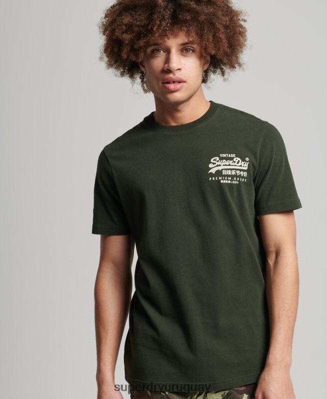 uy Superdry hombres playera con logo vintage verde DT2N8Z4795 ropa