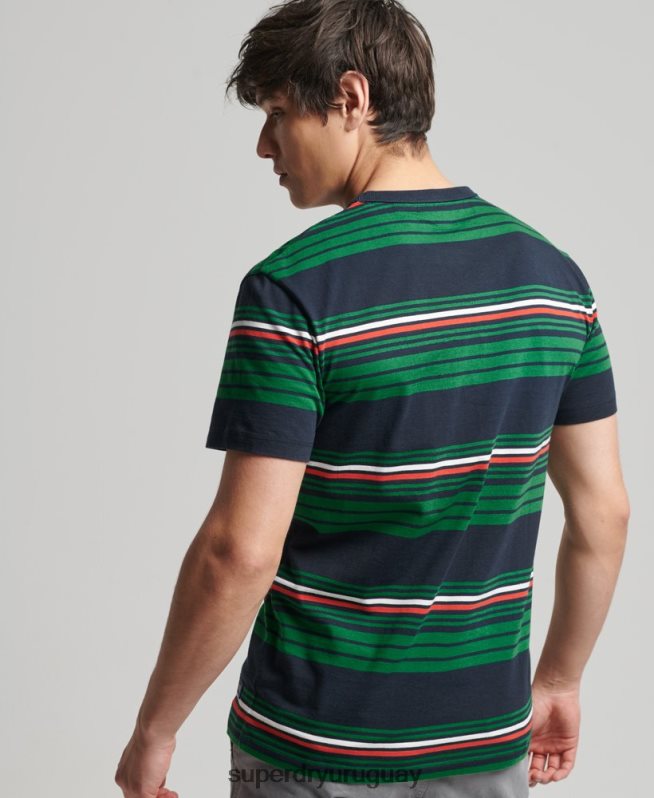 uy Superdry hombres playera con rayas vintage verde DT2N8Z4934 ropa