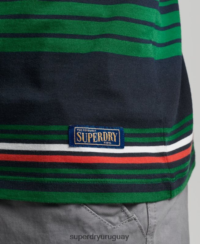 uy Superdry hombres playera con rayas vintage verde DT2N8Z4934 ropa