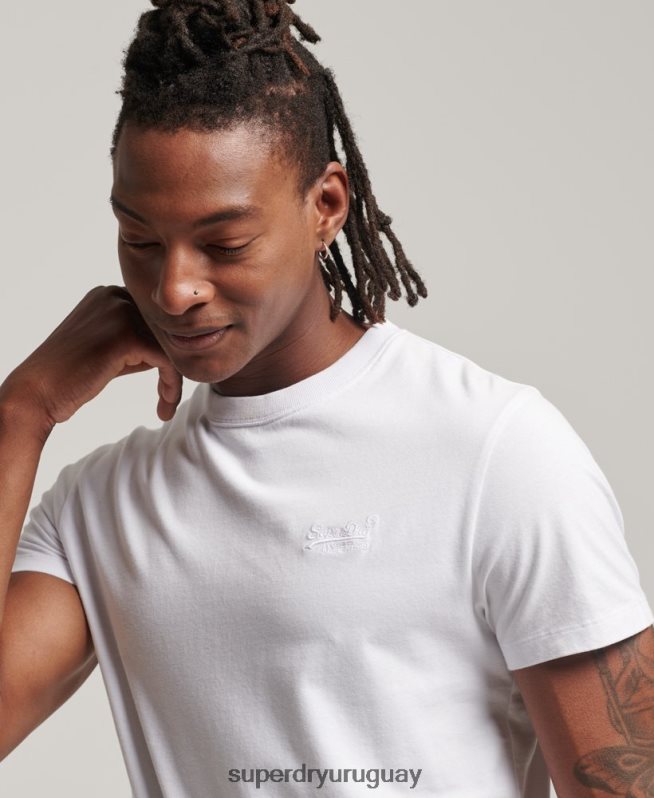 uy Superdry hombres playera de algodón orgánico con logo esencial blanco DT2N8Z1 ropa