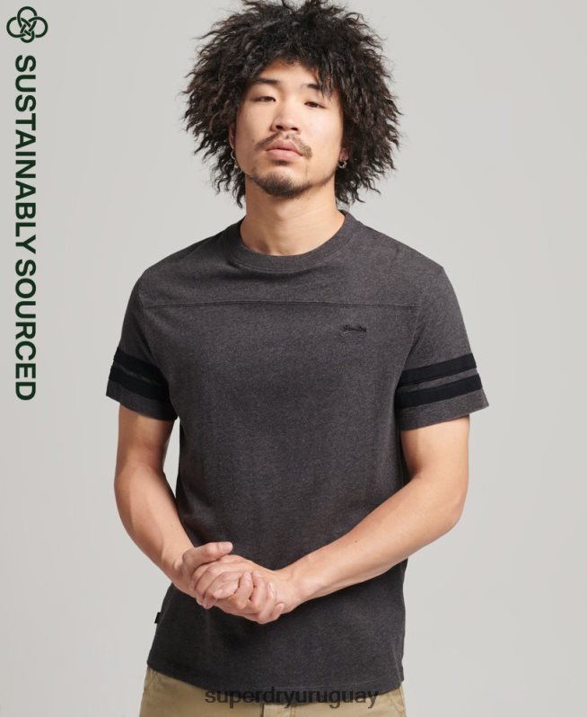 uy Superdry hombres playera de algodón orgánico con logo esencial gris oscuro DT2N8Z4887 ropa