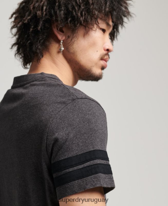 uy Superdry hombres playera de algodón orgánico con logo esencial gris oscuro DT2N8Z4887 ropa