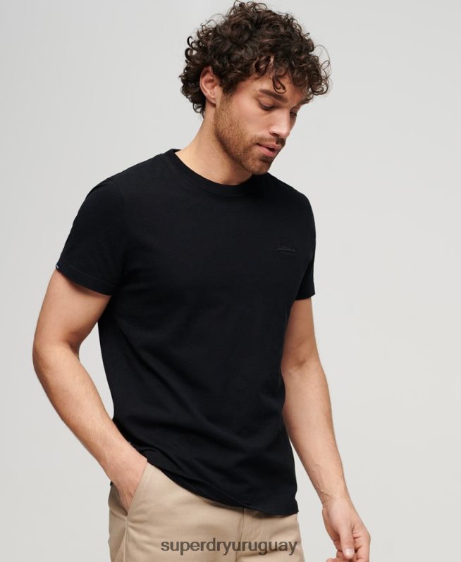 uy Superdry hombres playera de algodón orgánico con logo esencial negro DT2N8Z3 ropa