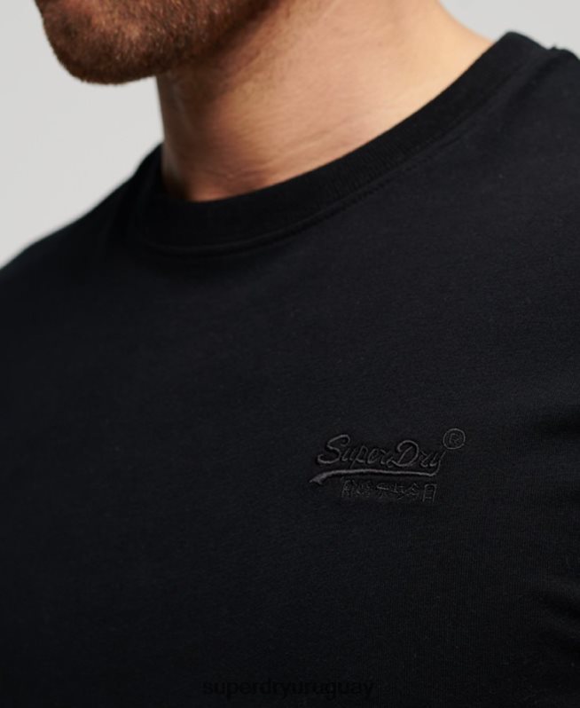 uy Superdry hombres playera de algodón orgánico con logo esencial negro DT2N8Z3 ropa