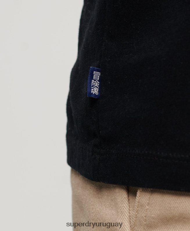 uy Superdry hombres playera de algodón orgánico con logo esencial negro DT2N8Z3 ropa
