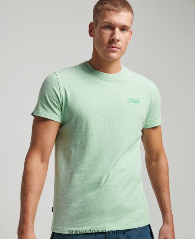 uy Superdry hombres playera de algodón orgánico con logo esencial verde DT2N8Z4 ropa