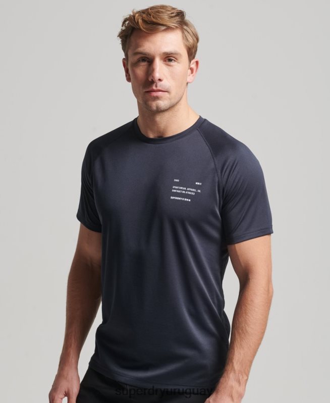 uy Superdry hombres playera de manga corta con gráfico de tren activo Armada DT2N8Z1429 ropa
