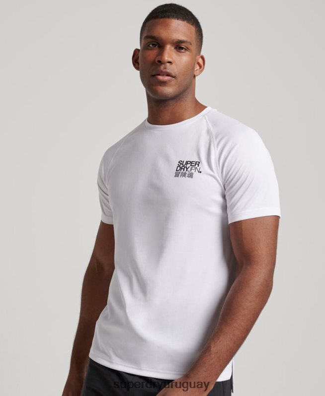 uy Superdry hombres playera de manga corta con gráfico de tren activo blanco DT2N8Z1414 ropa