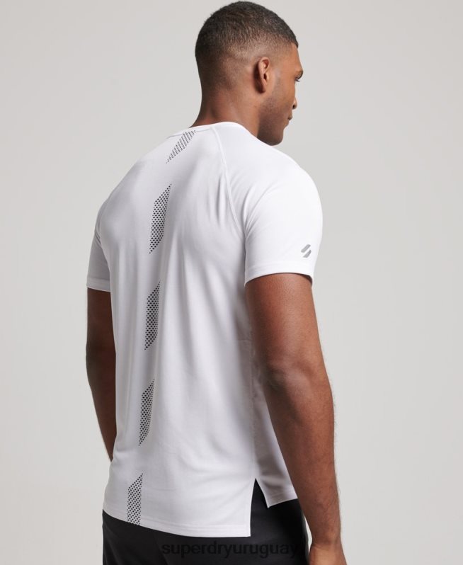 uy Superdry hombres playera de manga corta con gráfico de tren activo blanco DT2N8Z1414 ropa