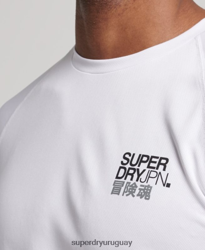 uy Superdry hombres playera de manga corta con gráfico de tren activo blanco DT2N8Z1414 ropa