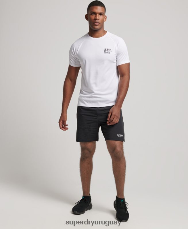 uy Superdry hombres playera de manga corta con gráfico de tren activo blanco DT2N8Z1414 ropa
