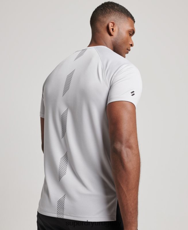 uy Superdry hombres playera de manga corta con gráfico de tren activo gris claro DT2N8Z1421 ropa
