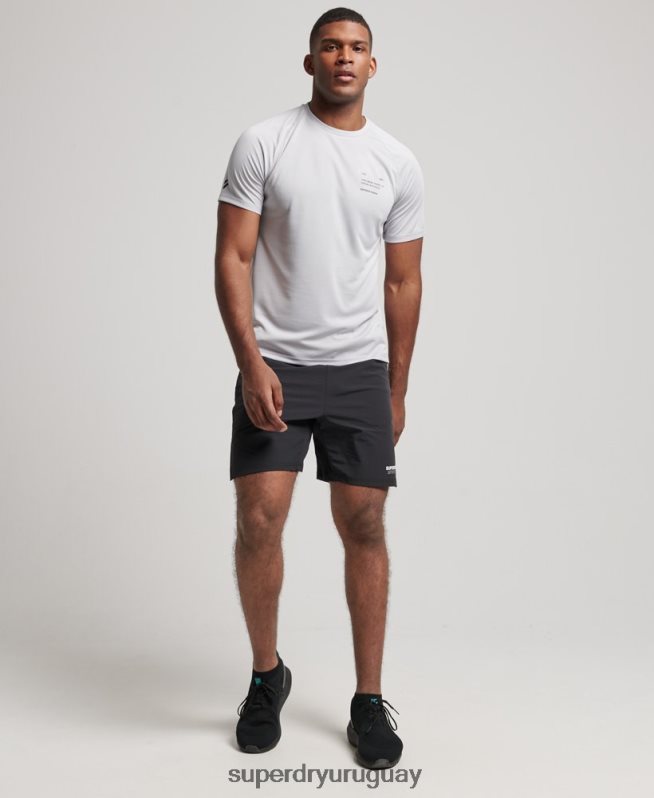 uy Superdry hombres playera de manga corta con gráfico de tren activo gris claro DT2N8Z1421 ropa