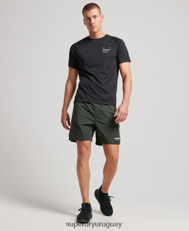 uy Superdry hombres playera de manga corta con gráfico de tren activo negro DT2N8Z1423 ropa