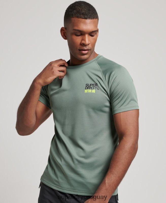uy Superdry hombres playera de manga corta con gráfico de tren activo verde DT2N8Z1417 ropa